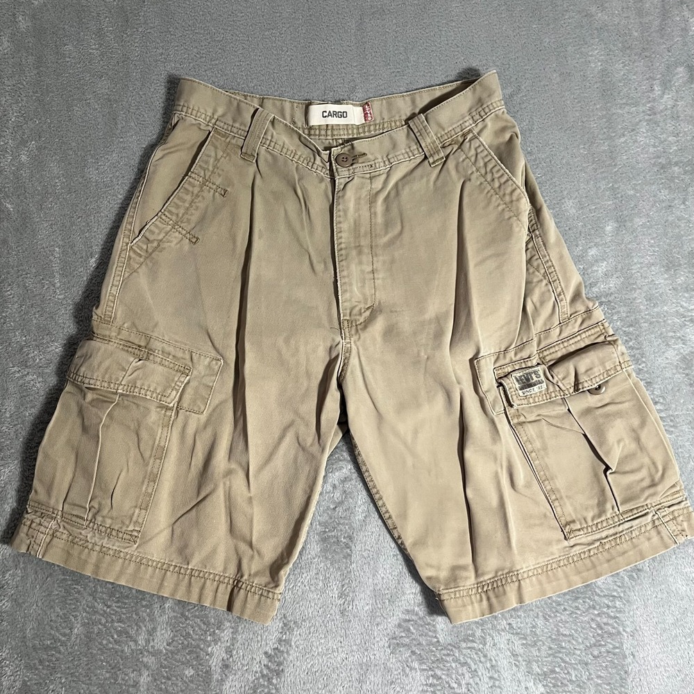 Levis Cargo Shorts Mens Sz 31 Khaki Beige Tan Squad Baggy Vintage Y2K Skater